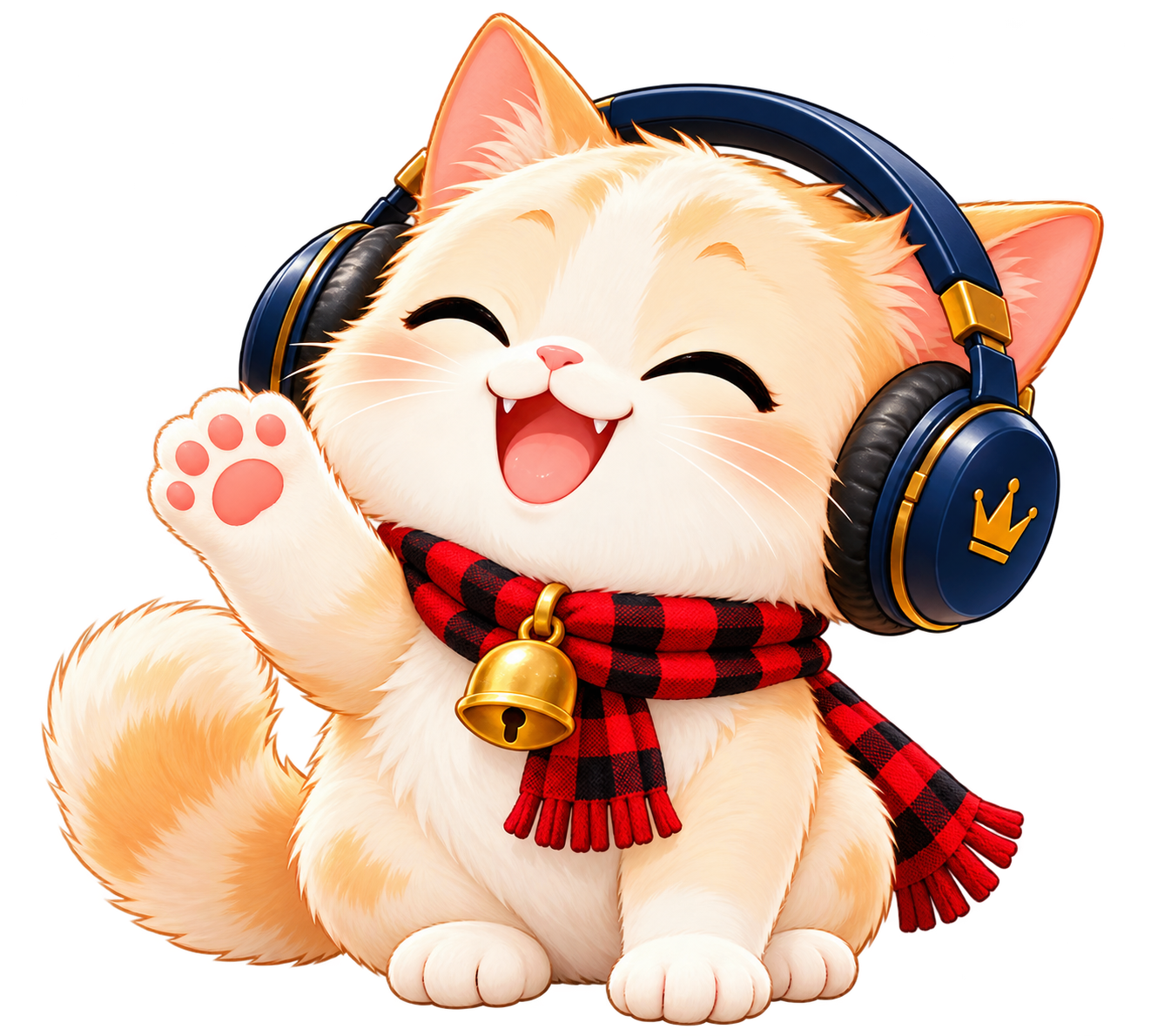 A happy kitten cheering you on